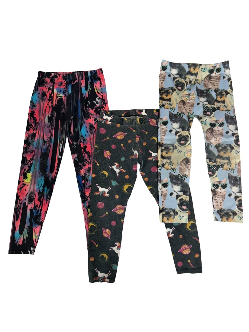 adidas Girls' Colorful Printed Stretch Leggings Trio
